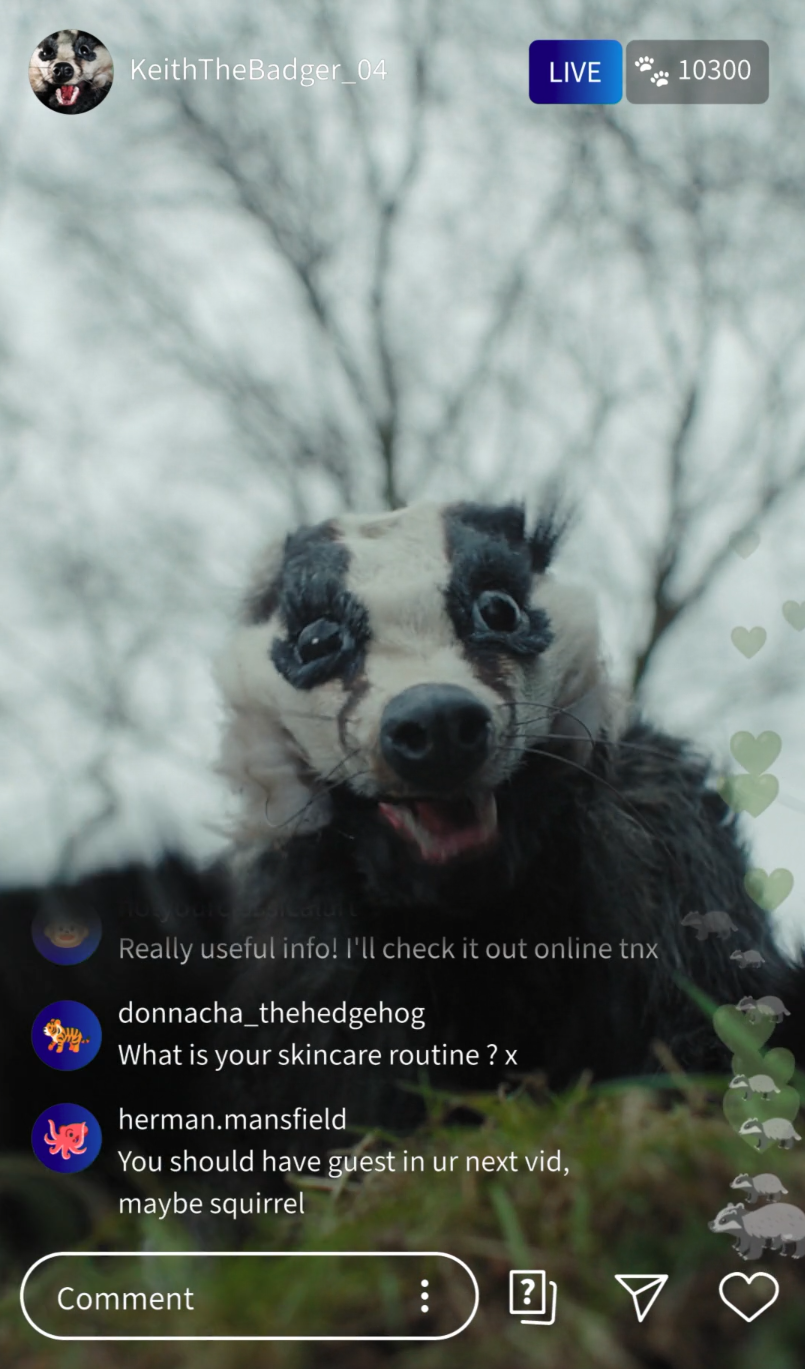 Keith the badger talking on his social media